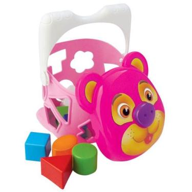Imagem de Urso tomy rosa merco toys brinquedo de encaixe ursinho rosa - Mercotoy