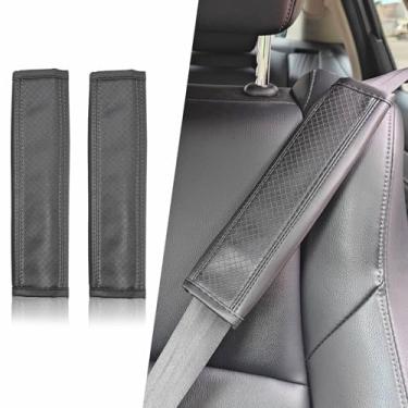 Imagem de AuMoHall Capa para cinto de segurança de carro com acolchoamento macio, capas de cinto de segurança de couro respirável decorações para proteção de ombro, acessórios universais para interior de carro