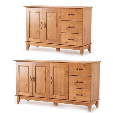 Imagem de Kit Balcão 3 Portas e Buffet Aparador 100% Madeira Belvia