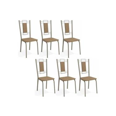 Imagem de Cadeira Sala De Jantar Florença 2c005nk Aço Kit 6 Un Niquel - Capuccino - Kappesberg