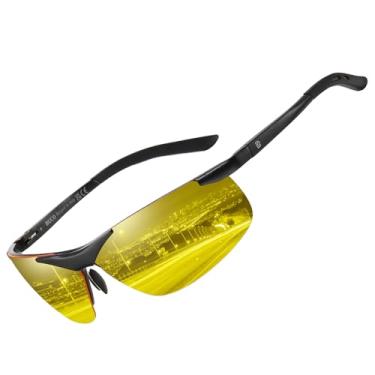 Imagem de DUCO Óculos De Visão Noturna Para Homens, Óculos De Sol Polarizados Antirreflexo Com Lentes Amarelas, Óculos De Sol Para Corrida Noturna, Pesca E Direção 8125Y (Armação Preta Brilhante, Lente De Vis