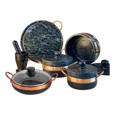 Imagem de Jogo de Panelas de Pedra Sabão Duráveis e Saudáveis 6 peças - So Jos