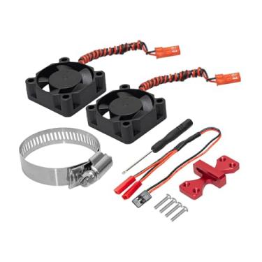 Imagem de oshhni Kit de dissipador de calor de motor RC PP com ventiladores de resfriamento duplos para veículos em escala 1/7, 1/8 e 1/10, instalação fácil e, 30x30mm