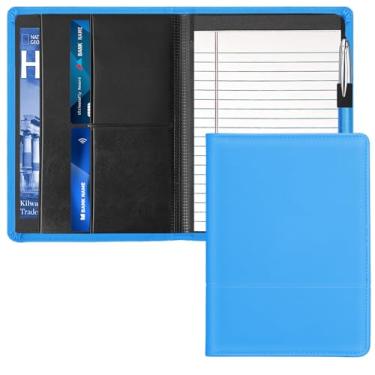 Imagem de Gorbado Pasta clássica padfolio/júnior, fichário organizador de negócios A5 para homens e mulheres, bloco de escrita 12 x 20 incluído, azul