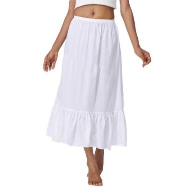 Imagem de Vestido semideslizante BEAUZSUZSANA feminino 100% algodão branco 2GG