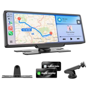 Imagem de Tela CarPlay de 26.1 cm para carro, tela sem fio Apple CarPlay e Android, estéreo portátil para carro com Bluetooth, navegação GPS, Airplay e Android Cast, controle de voz, adequado para todos os