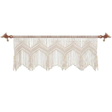 Imagem de Macramê de corda de algodão, 132 x 54 cm, saia de tapeçaria tecida à mão, decoração de cozinha de janela boho, atmosfera aconchegante cria tratamento