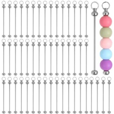 Imagem de Chaveiro de 50 peças, palitos de contas de metal com laço, suprimentos para projetos de artesanato DIY, pingentes de bolsa, miçangas e acessórios decorativos