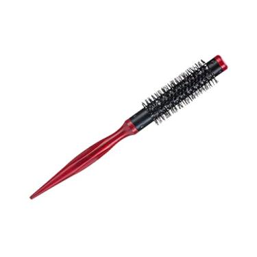 Imagem de barenx Mini escova de cabelo redonda de modelagem de secagem rápida, escova de cerdas de nylon resistente ao calor, cabo de madeira de tubo de alumínio antiestático - 3# 15 mm