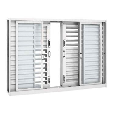 Imagem de Janela Veneziana Multiflex em Aço 100 x 200 x 16 cm 6 Folhas Pratika S