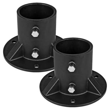 Imagem de Conjunto de 2 adaptadores de base de cerca de metal para cercas de arame, diâmetro interno de 6 cm, vem com parafusos de montagem, excelente para pós-instalação e estabilidade