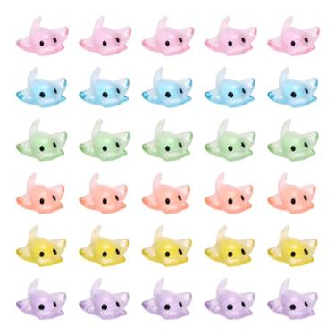 Imagem de 30 peças estatuetas de arraia em miniatura, mini figuras de arraia realistas de resina arraia pequena estatuetas de animais marinhos para decoração de micro paisagens, topo de bolo