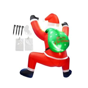 Imagem de Esquirla Papai Noel inflável escalando, enfeite decorativo de Natal de 180 cm com LED embutido para jardim, festa, telhado e parede.