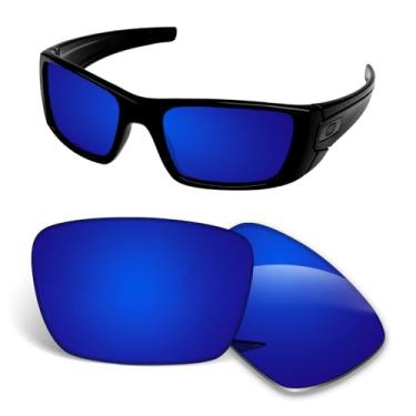 Imagem de Lentes de substituição de 1,5 mm compatíveis com óculos de sol Oakley Fuel Cell OO9096, antiarranhões e resistentes a impactos - azul escuro polarizado