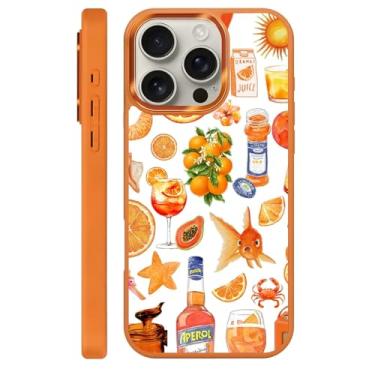 Imagem de Zhhoya Capa para iPhone 16 Pro, estampa de colagem de suco de peixe laranja compatível com MagSafe capa rígida protetora para mulheres, homens, meninos e meninas
