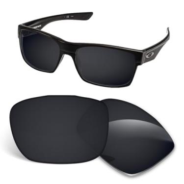 Imagem de Lentes de substituição de 1,5 mm compatíveis com óculos de sol Oakley TwoFace OO9189, antiarranhões e resistentes a impactos - preto escuro polarizado