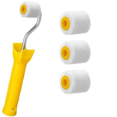 Imagem de Honeydak Mini rolo de pintura pequeno rolo de pintura para borda ou canto, ferramenta de pincéis de lã extra pequenos para molduras de janelas (pacote com 4, 2,5 cm)