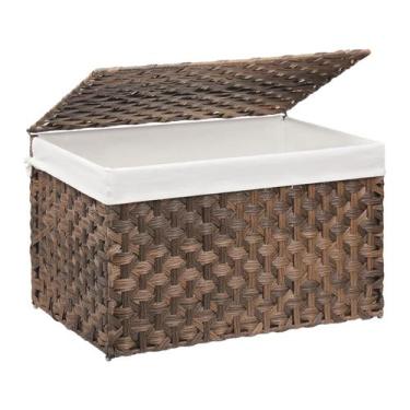 Imagem de Cesta de armazenamento de vime MOORLITER 160L com tampa marrom