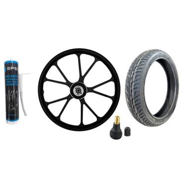 Imagem de Roda Liga Leve Dianteira Honda Cg Titan 150 Fan 150 Esd V-Shape Shiver Disco + Pneu St600 80/100-18 + Bico + Selante