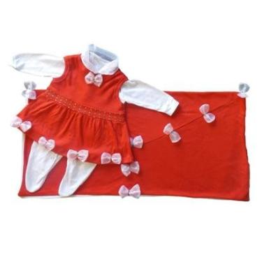 Imagem de Saída Maternidade Vermelha Menina 3 Pçs - Suedine 100 Algodão-Feminino