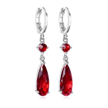 Imagem de Brincos femininos modernos com pingente de gota de zircônia cúbica banhada a ouro branco 14 K joia hipoalergênica (com caixa de presente), Medium, Zircônia cúbica Metal, Zircônia cúbica