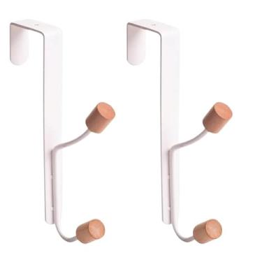Imagem de Cabideiro de Porta, Cabideiro em Metal com Ganchos Kit 2 Peças - Cabide para Porta(Branco)