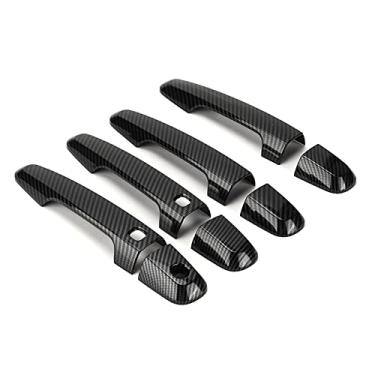 Imagem de Matybobe Pajero Montero Shogun Sport 2019 2021 Capa de maçaneta externa acabamento brilhante luxo elegante conjunto de 8 peças (estilo fibra de carbono)