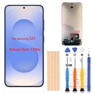 Imagem de BITANR Grau OEM para substituição de tela LCD Samsung Galaxy S25, tela AMOLED dinâmica de 6,2 polegadas 120Hz 2X com moldura, digitalizador de toque, película protetora - compatível com SM-S931