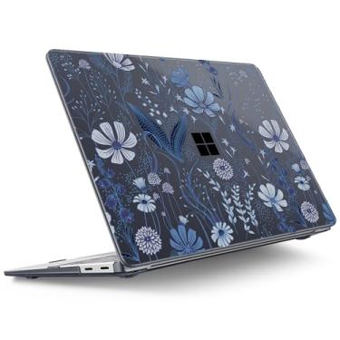 Imagem de Tuiklol Capa para laptop Microsoft Surface 2025 de 13 polegadas, Windows 11 Touchscreen Copilot+ PC Laptop 13 modelo 2095 com superfície de proteção capa de 13 polegadas, linha azul floral