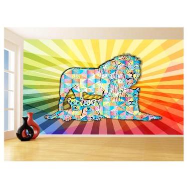 Imagem de Papel De Parede Animais Pop Art Familia Leões 3,5M Pxa403 - Você Decor