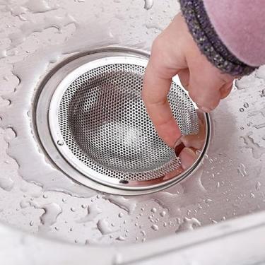 Imagem de 1 peça de filtro de drenagem antientupimento pia de cozinha pia de aço inoxidável plugue de resíduos de esgoto rede de filtros de metal, 7,5 * 7,5 * 1 cm