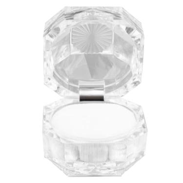 Imagem de Caixa de joias transparente para anéis e estojo de armazenamento chique com design elegante, presente para Natal, casamentos, aniversários e mais, branco