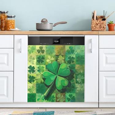 Imagem de ATTX Capa magnética para lava-louças Green Clovers, 58,4 cm C x 66 cm A, decoração da capa da máquina de lavar louça, decalques de armário doméstico e eletrodomésticos adesivos #25