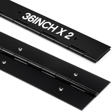 Imagem de Zonon Pacote com 2 dobradiças de piano resistentes 91 x 7 cm de largura, 0,060 cm de espessura, dobradiça contínua de piano de aço inoxidável 201 para armário, porta, caixa de ferramentas, caixa de