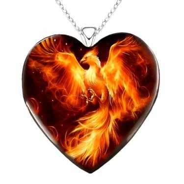 Imagem de Colar com pingente em forma de coração com diferentes animais – panda, cavalo, veado, gato, elefante, cão, vista panorâmica, colar de aço inoxidável com pingente de vidro – presente de Natal, feriado
