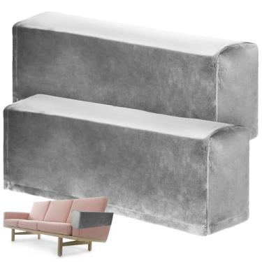 Imagem de Capas universais de apoio de braço para sofá, 2 peças, cinza escuro, elástico, protetor de apoio de braço, de tecido, para uso doméstico e no escritório