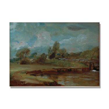Imagem de NHLDZYH Impressão em tela estilo John Constable, (Riverside Path), painel de tela de paisagem romântica, decoração de parede com tema de natureza para quarto ou escritório. 70 x 98 cm. Somente tela