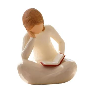 Imagem de IEUDNS Estátua de Pensador Lendo, Escultura de Pensador, Artesanato, Decoração de Estante, Estatueta Estética para Mesa de Professor, Quarto de Estudantes