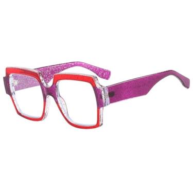 Imagem de Óculos de grau femininos com armação grande e colorida, estilo leopardo, transparente (2)