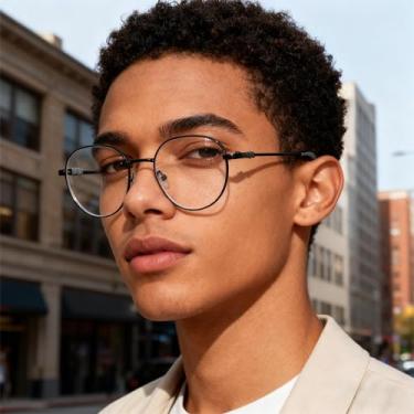 Imagem de Óculos clássicos modernos retrô com armação de metal transparente para mulheres e homens, óculos sem receita para uso diário, Preto