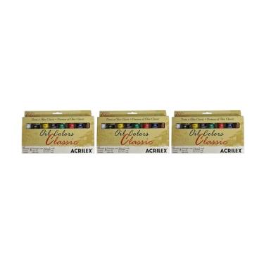 Imagem de 3 Kits Tinta a Óleo Acrilex Colors Classic com 8 Bisnagas 20ml Cada – Alta Pigmentação, Cobertura Profissional e Secagem Lenta para Artistas