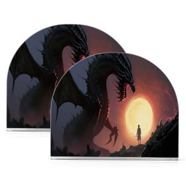 Imagem de Wassud Porta-guardanapos acrílico grande dragão de fogo preto, dispensador de guardanapos de papel moderno em forma de U para mesa, cozinha, sala de jantar, bancada 2 peças (comporta 50-60 guardanapos