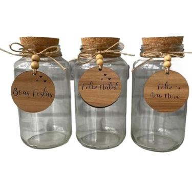 Imagem de Kit 3 Pote De Vidro Com Tampa Herméticos Mantimentos Transparente Rolha Cortiça Natal(Modelo 2,600 ML)