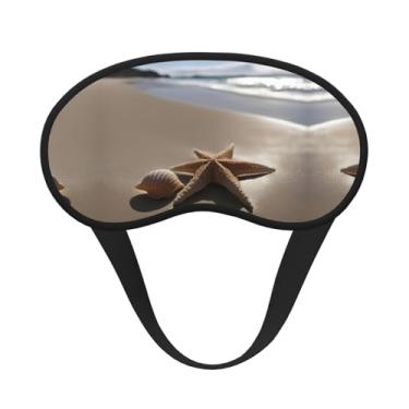 Imagem de Máscara de dormir blackout com estampa de concha do mar e praia de areia e estrela do mar, máscara para os olhos, leve, macia, para dormir, meditação, viagem, ioga