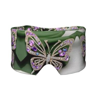 Imagem de Máscara protetora para olhos e orelhas com estampa de borboleta de strass, respirável, ajustável, blecaute, confortável