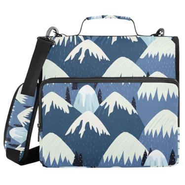 Imagem de xigua Pasta com zíper para paisagem de montanha com alça de ombro e alça para transporte fácil, fichário de 3 anéis de 3 cm para escola, painel de expansão e arquivo expansível