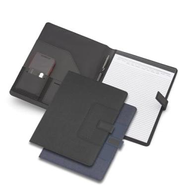 Imagem de Pasta Executiva Almofadada Premium A4 (31x23,8cm) – Com Caderno de 20 Folhas, Fechamento Magnético, Bolsos Internos para Cartões/Celular e Bolso Externo – Ideal para Documentos e Reuniões (Preto)