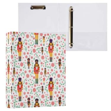 Imagem de STAYTOP Organizador de fichário redondo de quebra-nozes de Natal, fichário de 3 anéis com prancheta (carta A4), fichário fofo para material de escritório escolar