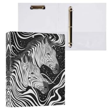 Imagem de STAYTOP Organizador de fichário redondo zebra, fichário de 3 anéis com prancheta (carta A4), fichário fofo para material de escritório escolar