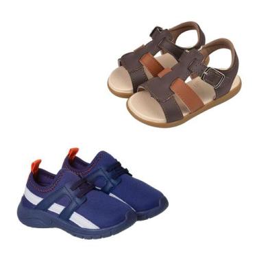 Imagem de Kit 2 Pares Sandalia Infantil Masculina Tênis Calce Fácil Menino Papet